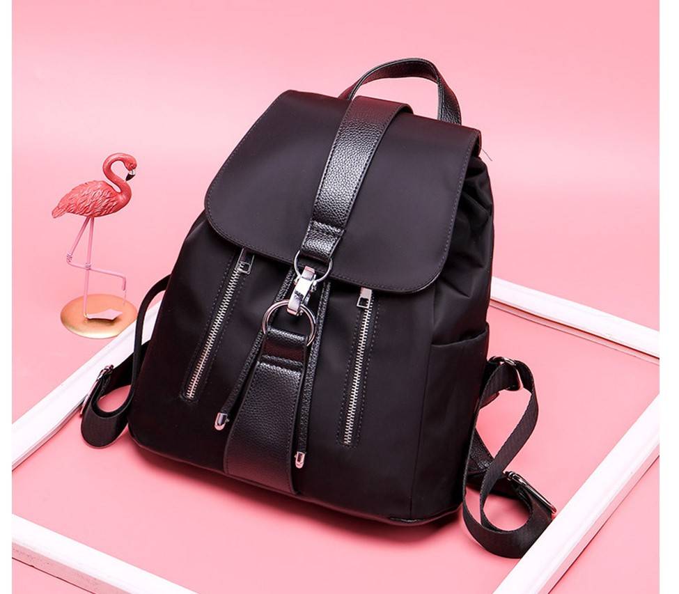 Double Zipper Nylon Backpack - Black / Nearest Warehouse - Women Bags & Wallets - Apparel & Accessories - 7 - 2024