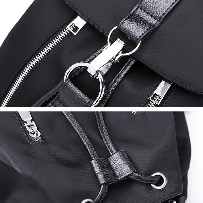 Double Zipper Nylon Backpack - Black / Nearest Warehouse - Women Bags & Wallets - Apparel & Accessories - 6 - 2024
