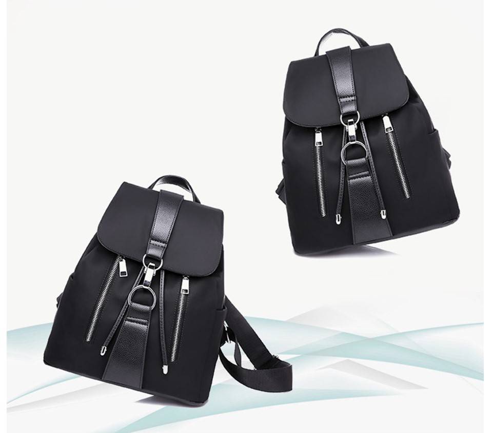 Double Zipper Nylon Backpack - Black / Nearest Warehouse - Women Bags & Wallets - Apparel & Accessories - 10 - 2024