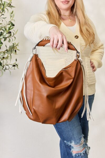 Fringe Detail Contrast Handbag - Women Bags & Wallets - Handbags - 7 - 2024