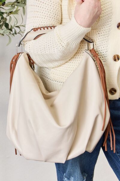 Fringe Detail Contrast Handbag - Beige / One Size - Women Bags & Wallets - Handbags - 1 - 2024