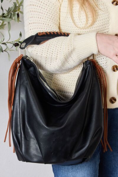 Fringe Detail Contrast Handbag - Black / One Size - Women Bags & Wallets - Handbags - 11 - 2024