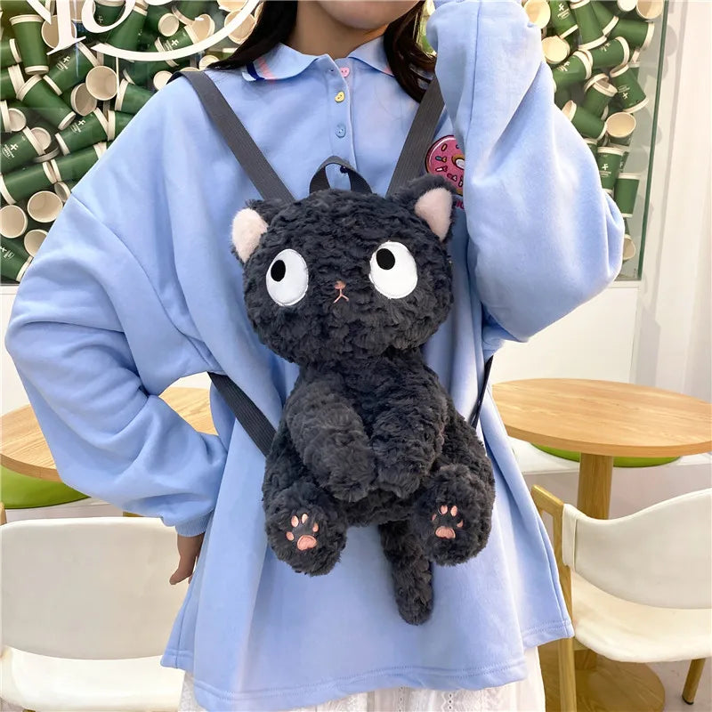 Kawaii Cat Plush Mini Backpack – Cute Aesthetic Gift - Gray / Overseas - Women Bags & Wallets - Backpacks - 3 - 2024