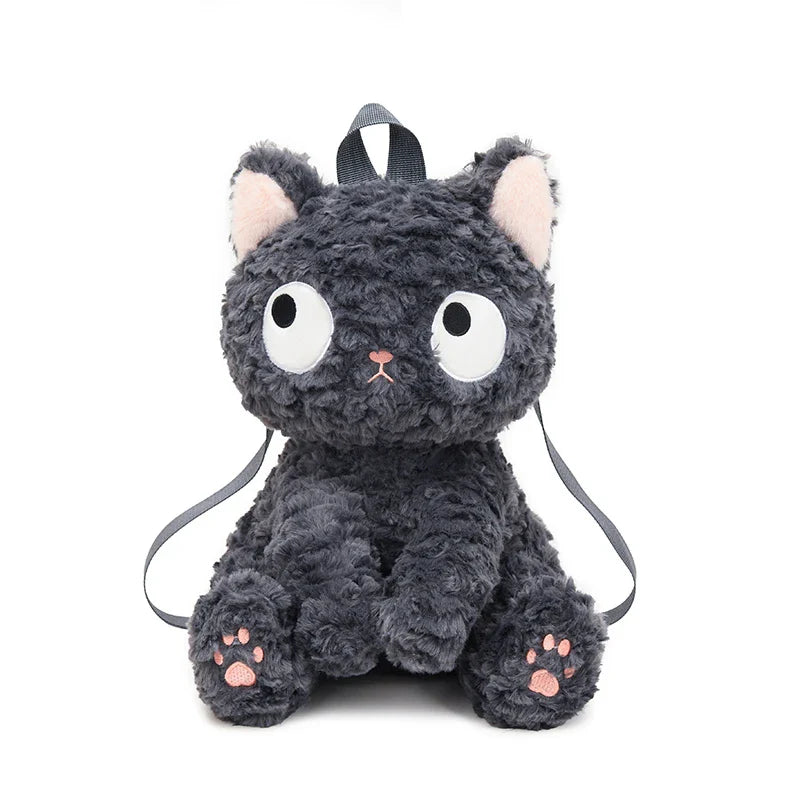 Kawaii Cat Plush Mini Backpack – Cute Aesthetic Gift - Gray / Overseas - Women Bags & Wallets - Backpacks - 7 - 2024