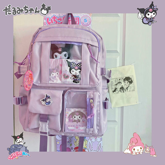 Kawaii Sanrio Backpack - My Melody Kuromi & Cinnamoroll - Purple - Women Bags & Wallets - Backpacks - 7 - 2024