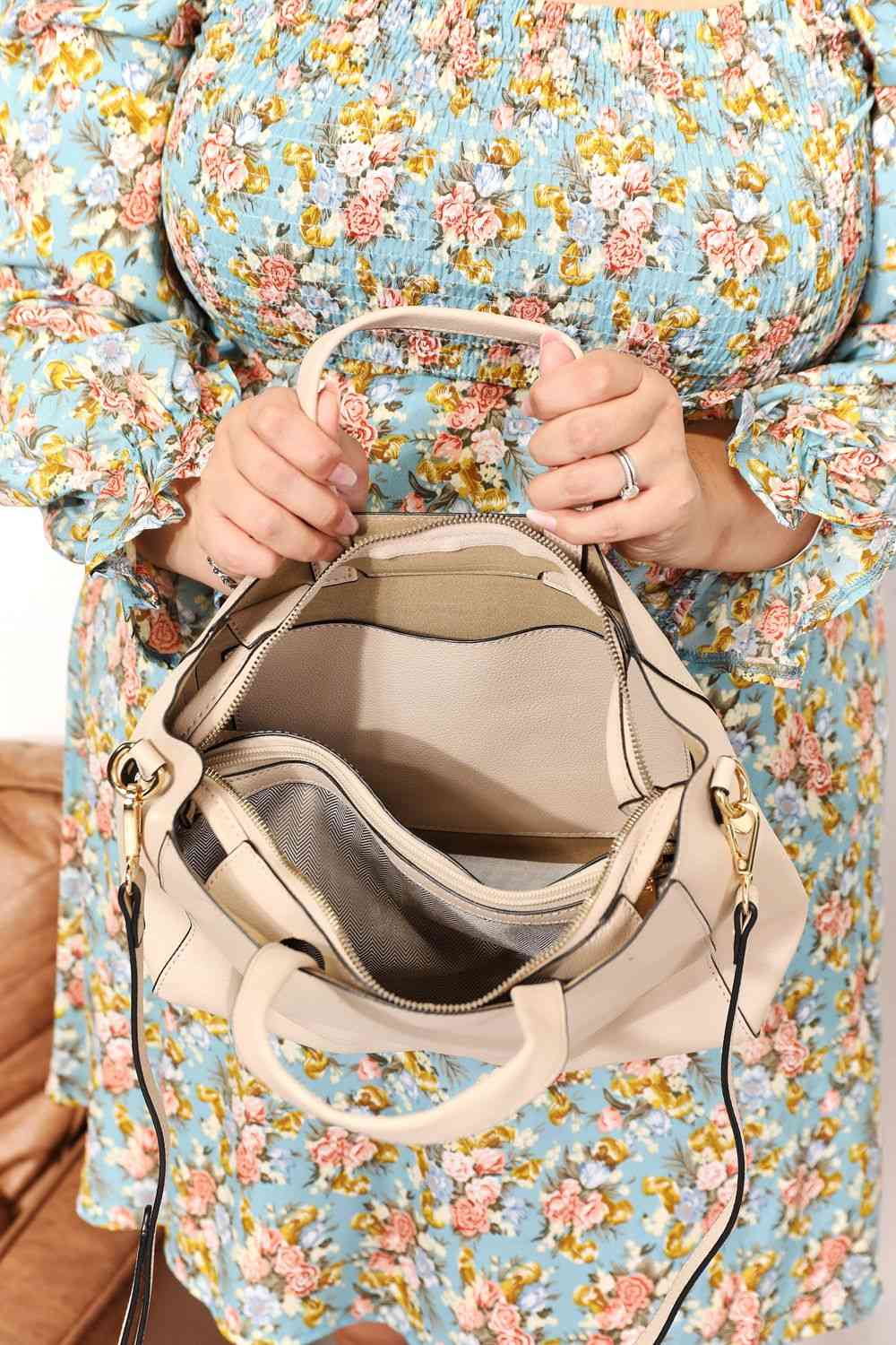 Medium PU Leather Handbag - Beige / One Size - Women Bags & Wallets - Handbags - 9 - 2024