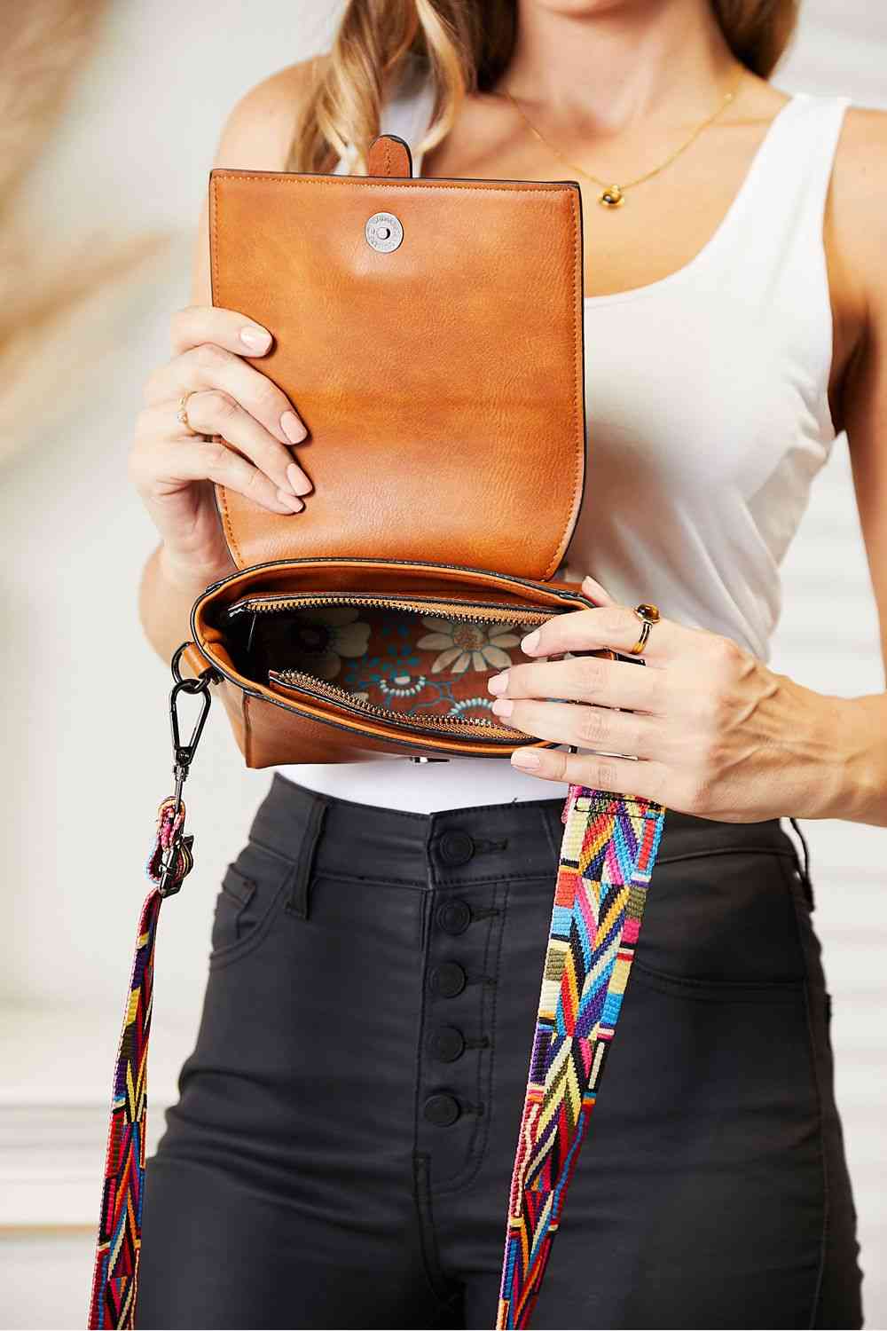 PU Leather Wide Strap Crossbody Bag - Women Bags & Wallets - Handbags - 12 - 2024