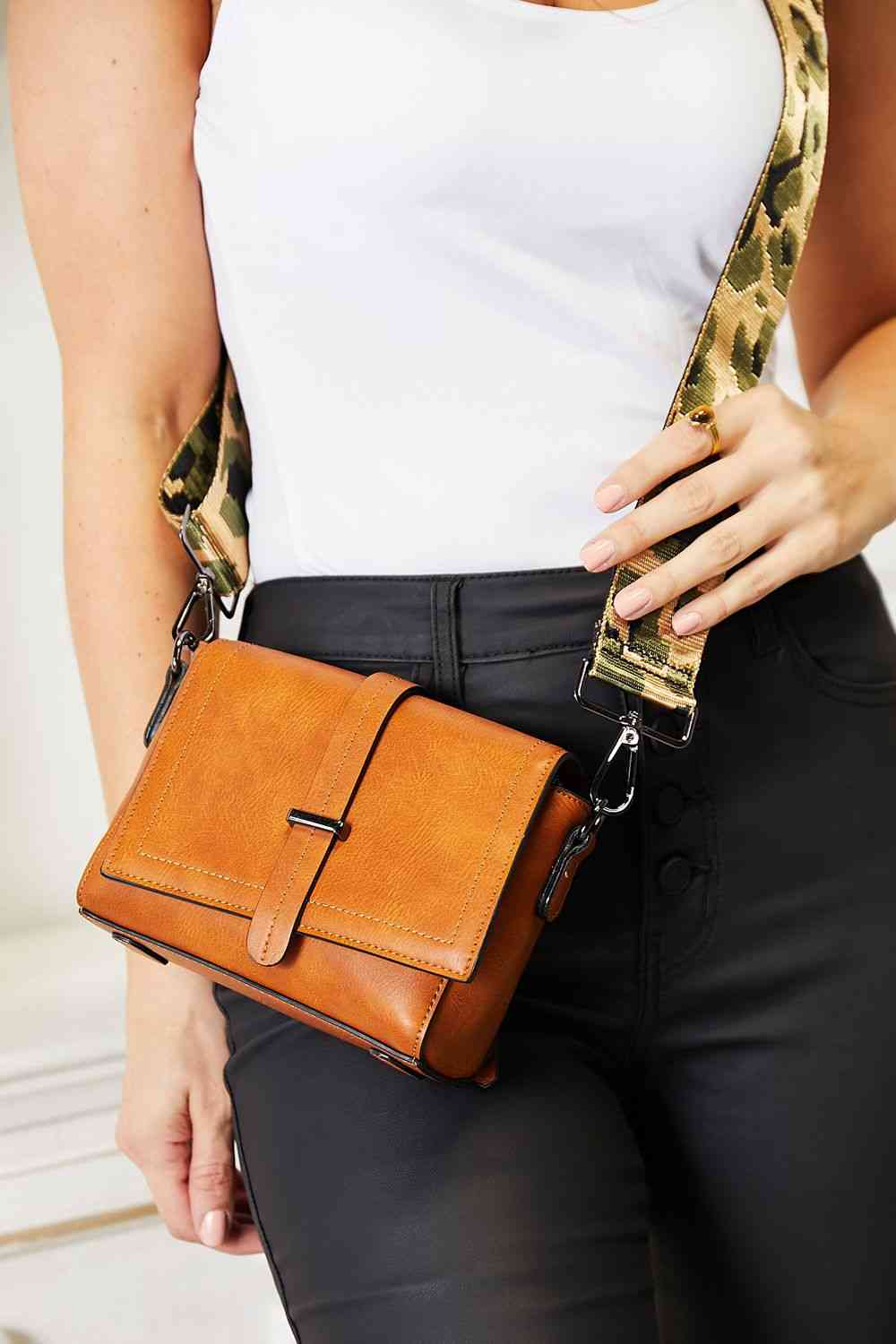 PU Leather Wide Strap Crossbody Bag - Women Bags & Wallets - Handbags - 7 - 2024