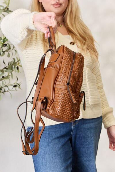 PU Leather Woven Backpack - Women Bags & Wallets - Backpacks - 2 - 2024