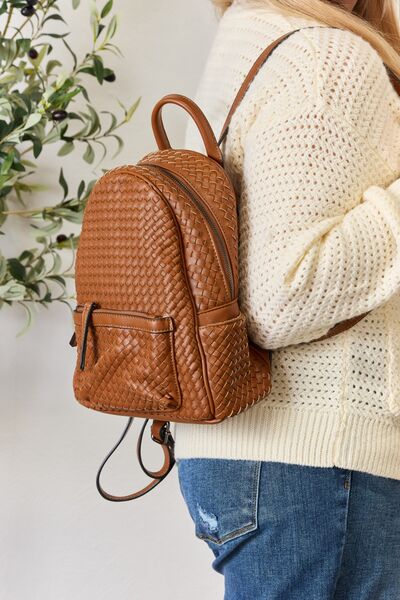PU Leather Woven Backpack - Women Bags & Wallets - Backpacks - 7 - 2024