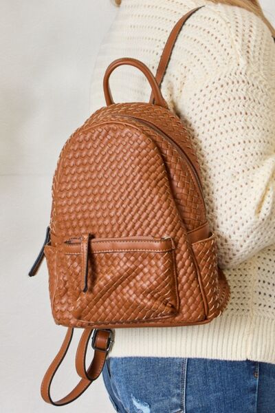 PU Leather Woven Backpack - Tan / One Size - Women Bags & Wallets - Backpacks - 1 - 2024