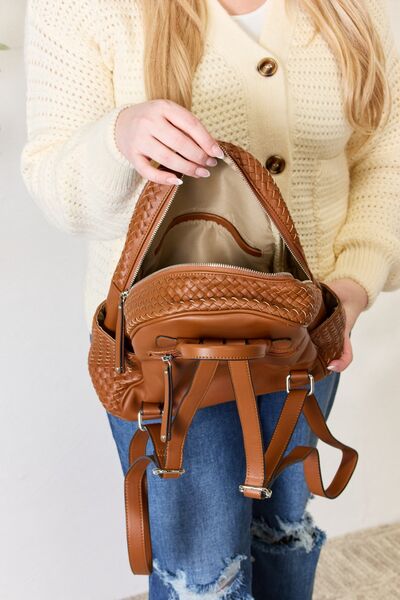 PU Leather Woven Backpack - Tan / One Size - Women Bags & Wallets - Backpacks - 3 - 2024