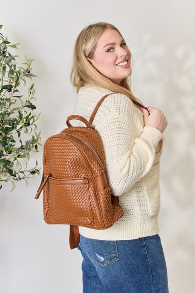 PU Leather Woven Backpack - Tan / One Size - Women Bags & Wallets - Backpacks - 4 - 2024