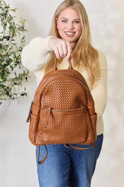 PU Leather Woven Backpack - Tan / One Size - Women Bags & Wallets - Backpacks - 5 - 2024