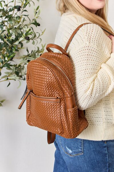 PU Leather Woven Backpack - Tan / One Size - Women Bags & Wallets - Backpacks - 6 - 2024