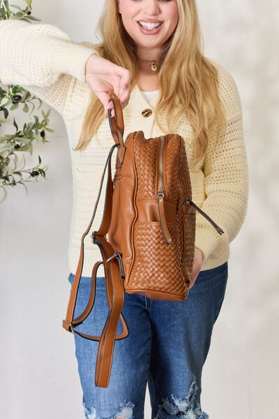 PU Leather Woven Backpack - Tan / One Size - Women Bags & Wallets - Backpacks - 2 - 2024