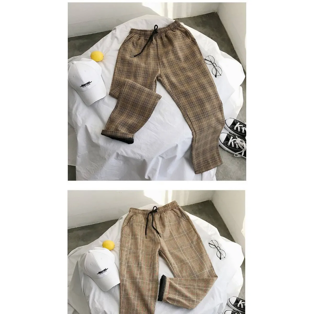 Women Streetwear Plaid Pants - Bottoms - 11