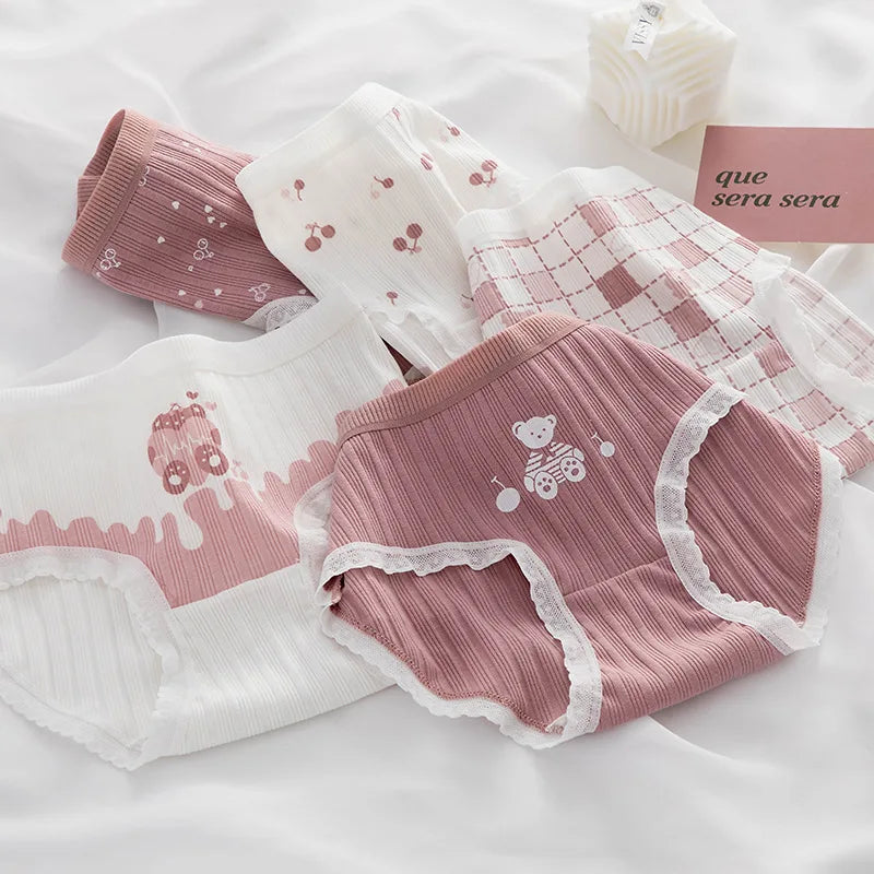 5-Pack Cotton Panties for Women - Plus Size Cute Soft Briefs Sexy Lingerie - 9 / M / 1pc - Women’s Clothing &