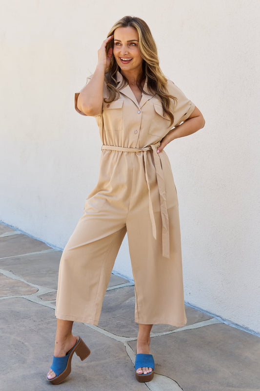 All In One Full Size Solid Jumpsuit - Light Brown / S - Women’s Clothing & Accessories - Jumpsuits & Rompers - 1 - 2024