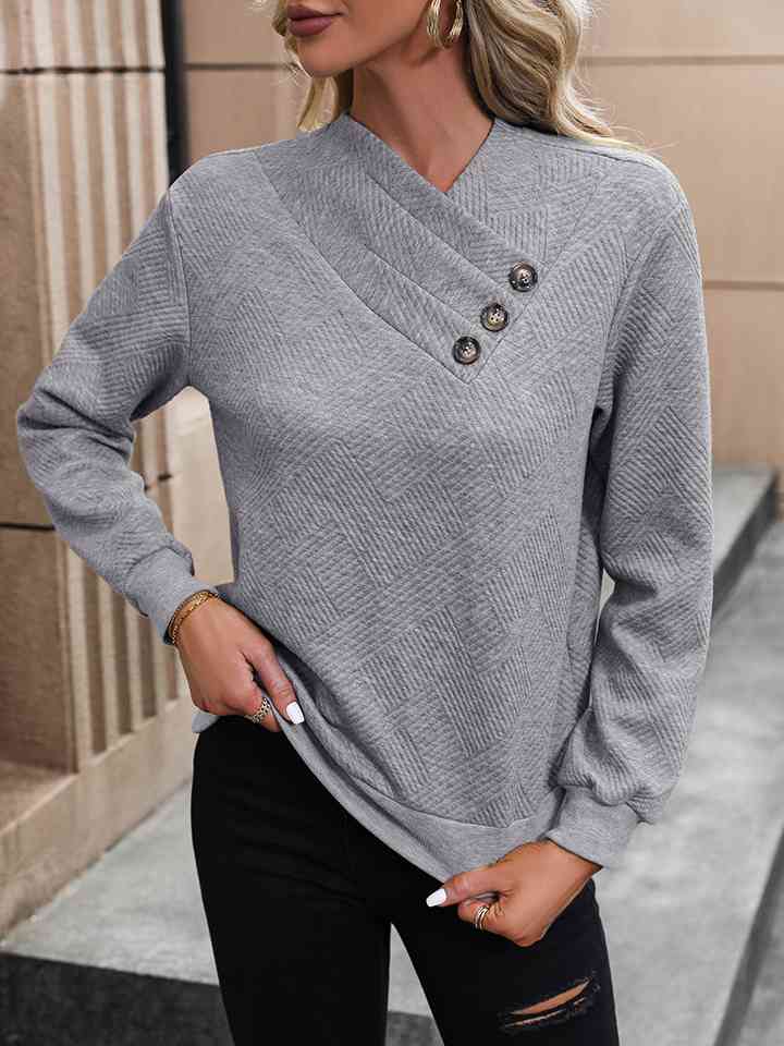 Asymmetrical Neck Long Sleeve Blouse - Women’s Clothing & Accessories - Shirts & Tops - 4 - 2024