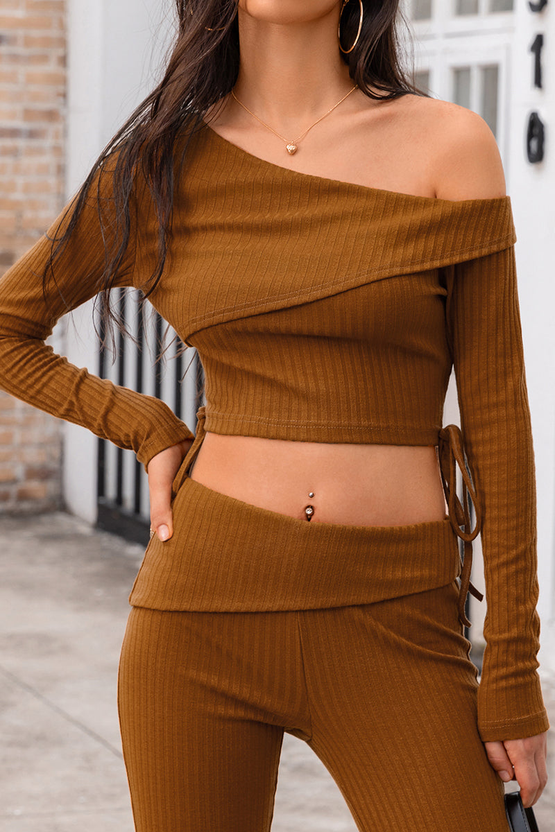 Asymmetrical Neck Ribbed Crop Top - Women’s Clothing & Accessories - Shirts & Tops - 4 - 2024