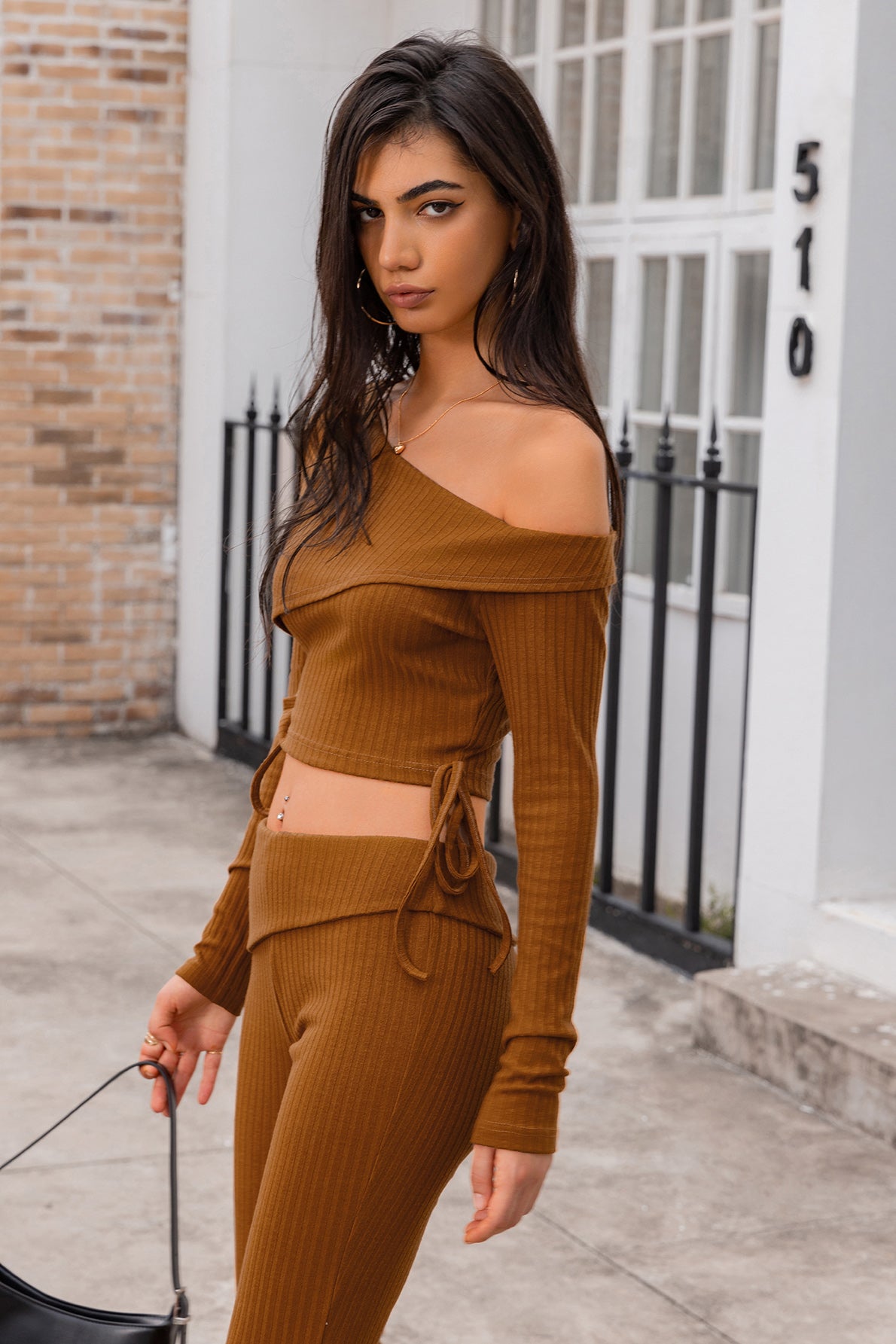 Asymmetrical Neck Ribbed Crop Top - Women’s Clothing & Accessories - Shirts & Tops - 3 - 2024