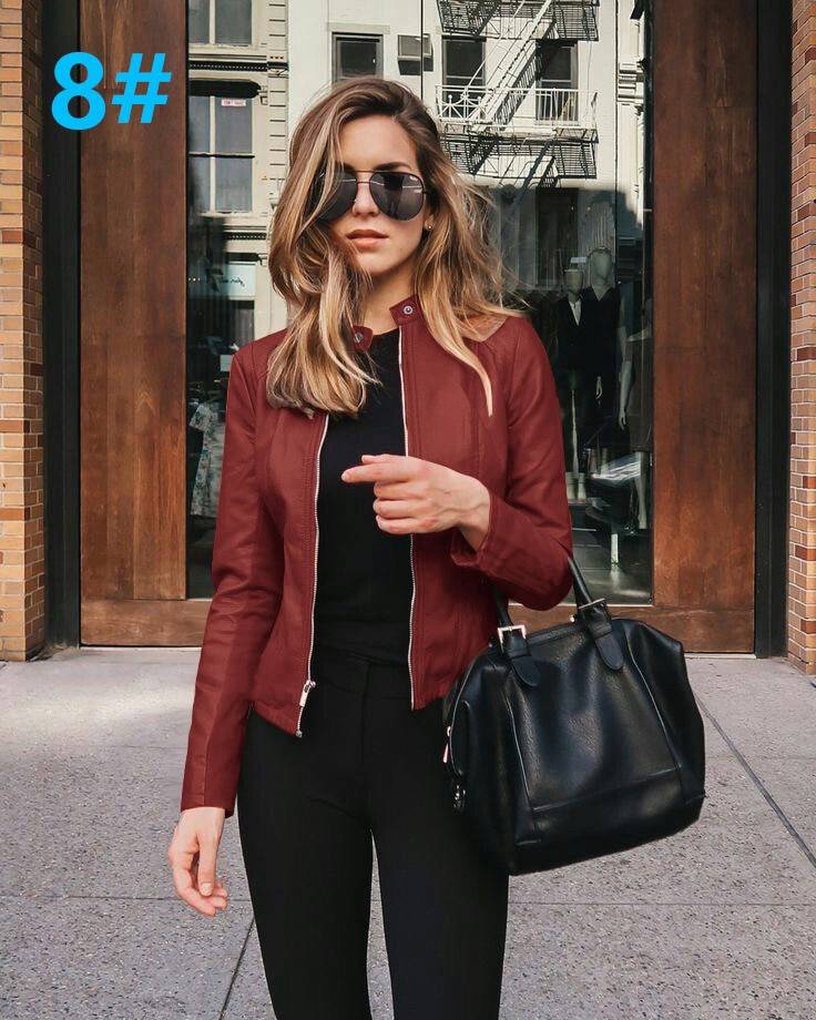 Autumn PU Leather Jackets - Dark Red / M - Women’s Clothing & Accessories - Clothing - 20 - 2024