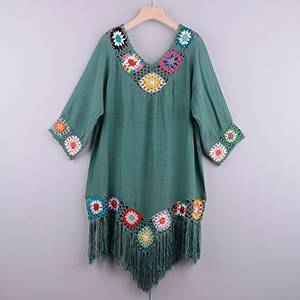 Bikini Cover Up With Fringe - Green / One Size - Women’s Clothing & Accessories - Shirts & Tops - 35 - 2024