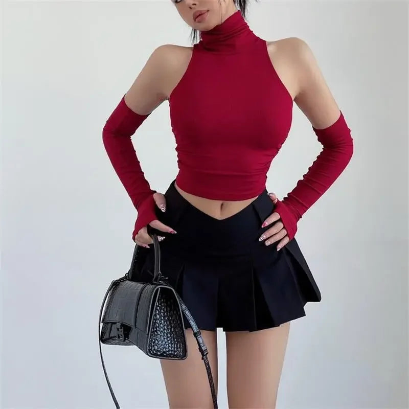 Bold Cutout Turtleneck Crop Top - Women’s Clothing & Accessories - Shirts & Tops - 2 - 2024