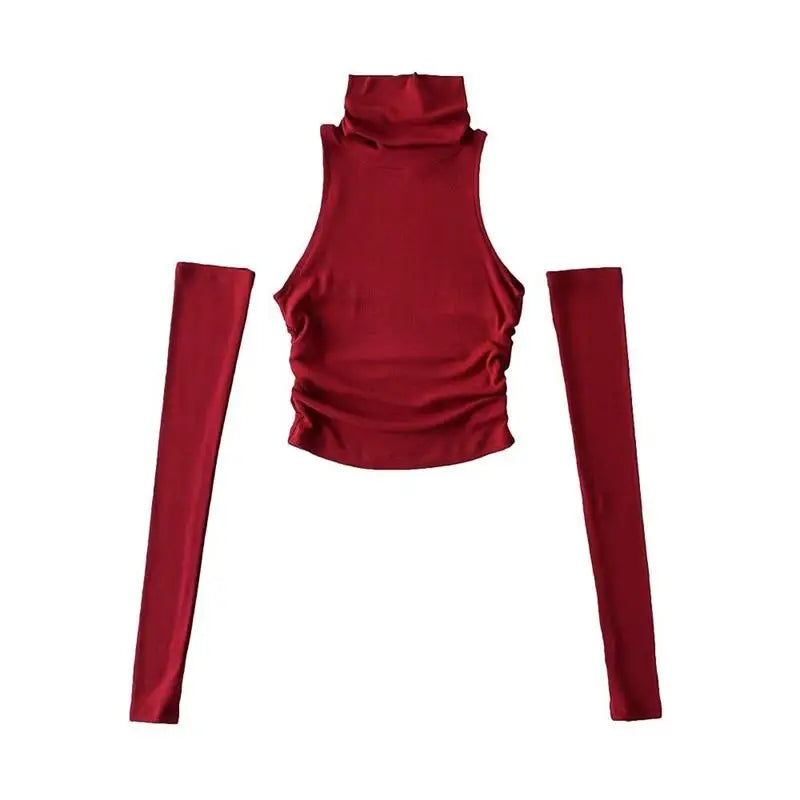 Bold Cutout Turtleneck Crop Top - Red / L - Women’s Clothing & Accessories - Shirts & Tops - 7 - 2024