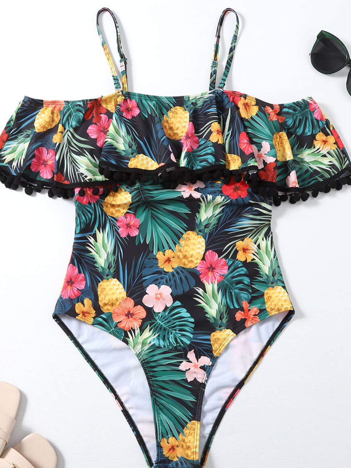 Botanical Print Cold-Shoulder One-Piece Swimsuit - Women’s Clothing & Accessories - Swimwear - 2 - 2024