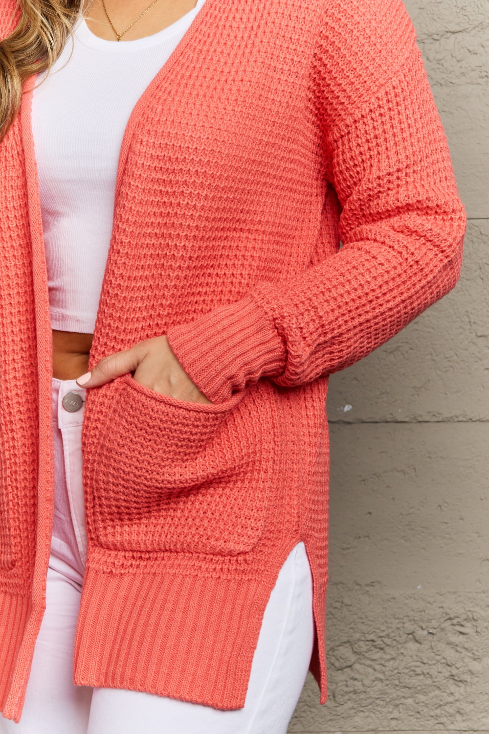 Bright & Cozy Full Size Waffle Knit Cardigan - Women’s Clothing & Accessories - Shirts & Tops - 5 - 2024