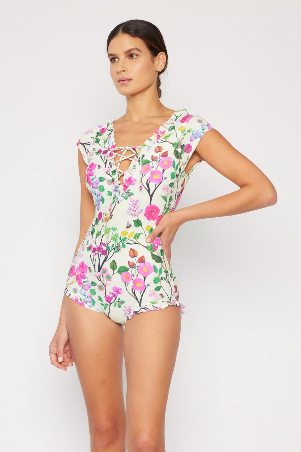 Bring Me Flowers V-Neck One Piece Swimsuit Cherry Blossom Cream - Women’s Clothing & Accessories - Swimwear - 3 - 2024