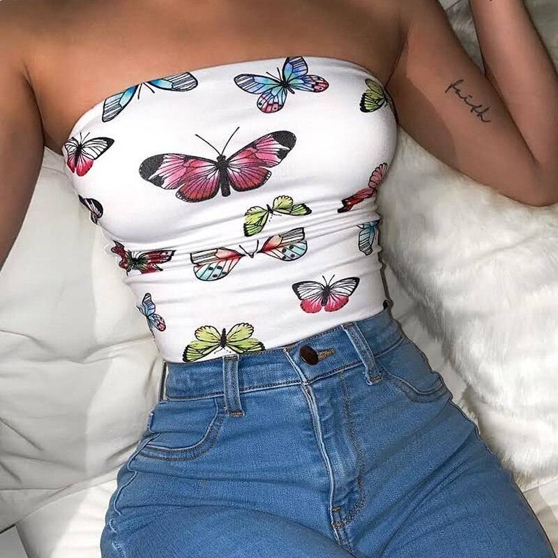 Butterfly Crop Top - Women’s Clothing & Accessories - Shirts & Tops - 6 - 2024