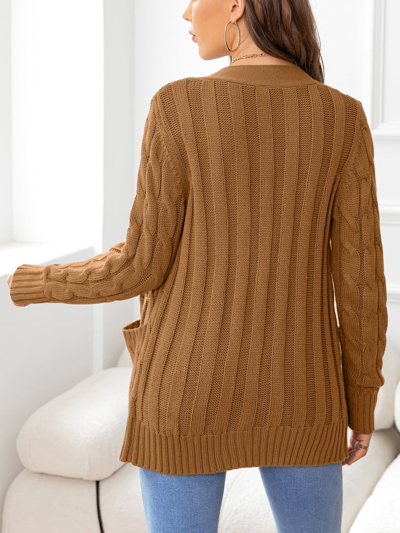 Button Down Cable-Knit Cardigan - Women’s Clothing & Accessories - Shirts & Tops - 2 - 2024