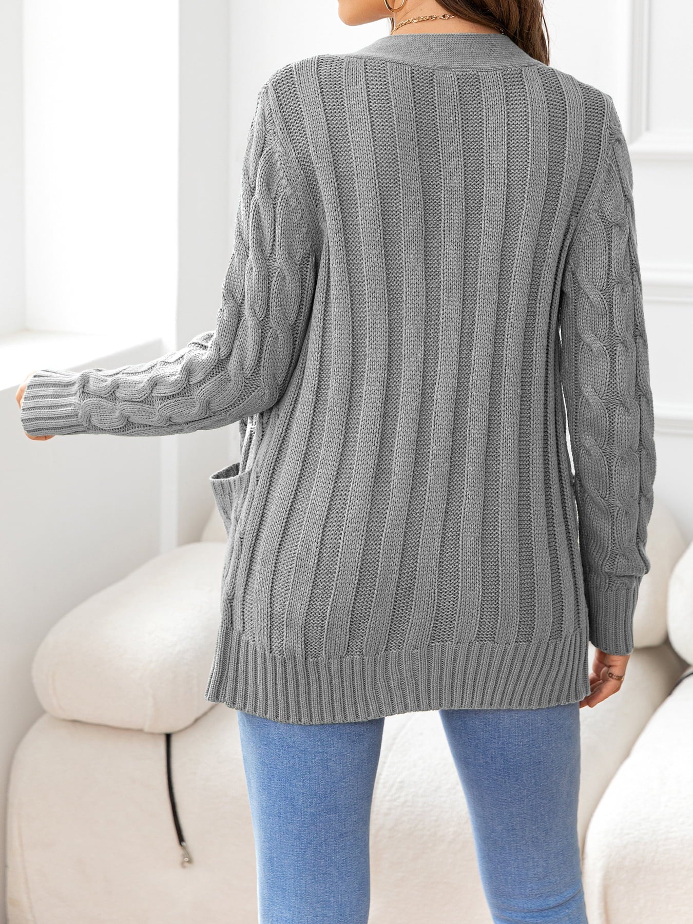 Button Down Cable-Knit Cardigan - Women’s Clothing & Accessories - Shirts & Tops - 33 - 2024