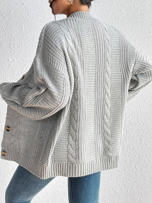 Cable-Knit Button Down Cardigan - Women’s Clothing & Accessories - Shirts & Tops - 2 - 2024