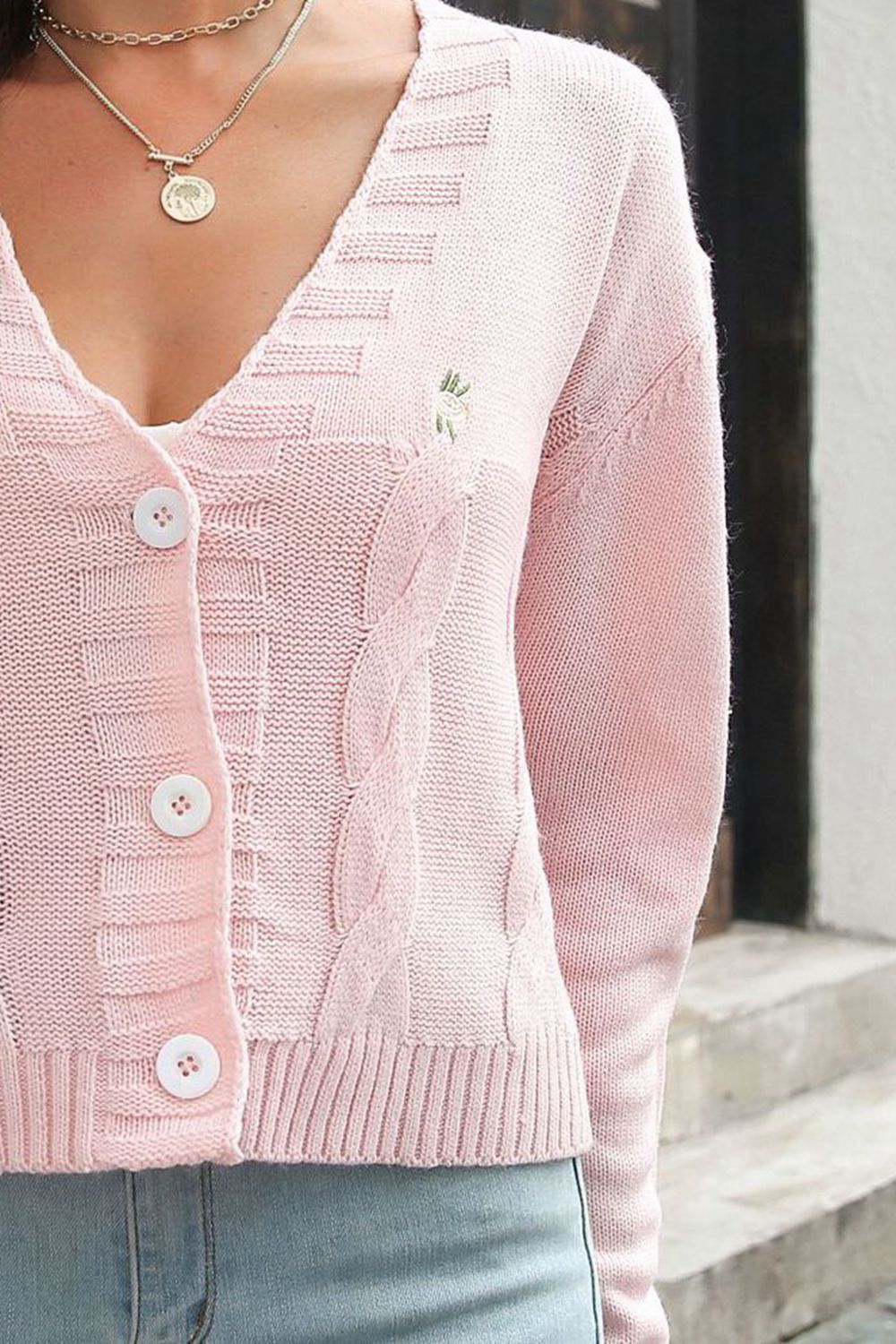 Cable-Knit Button Down Cardigan - Women’s Clothing & Accessories - Shirts & Tops - 6 - 2024