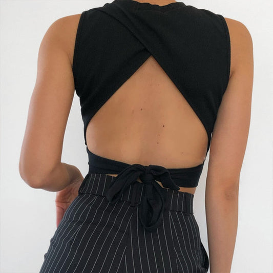 Casual Backless Streetwear Tops - Women’s Clothing & Accessories - Shirts & Tops - 1 - 2024