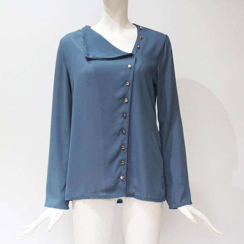 Chiffon Blouse With Buttons - Blue / M - Women’s Clothing & Accessories - Shirts & Tops - 39 - 2024