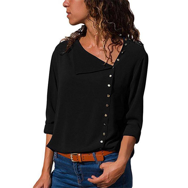 Chiffon Blouse With Buttons - Black / M - Women’s Clothing & Accessories - Shirts & Tops - 36 - 2024