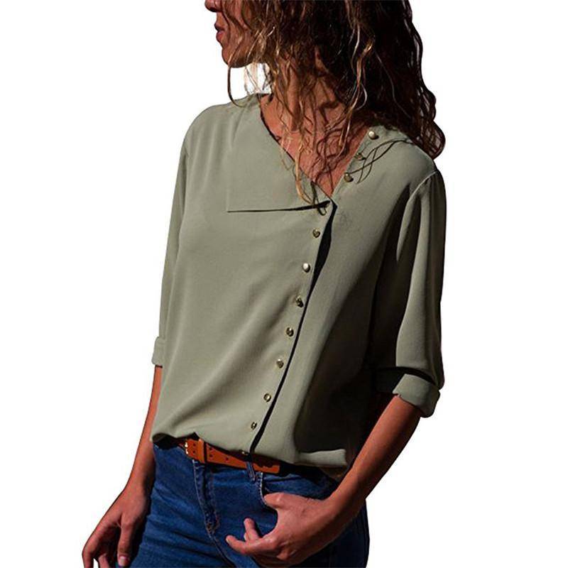 Chiffon Blouse With Buttons - Green / M - Women’s Clothing & Accessories - Shirts & Tops - 42 - 2024