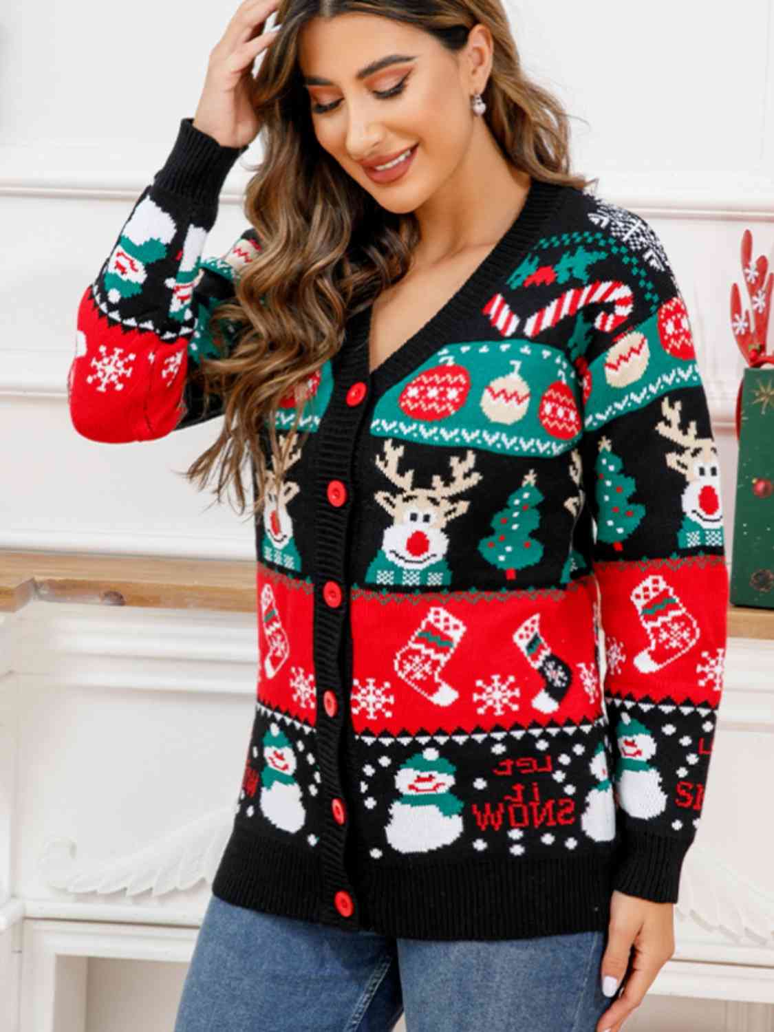 Christmas Button Down Cardigan - Women’s Clothing & Accessories - Shirts & Tops - 4 - 2024