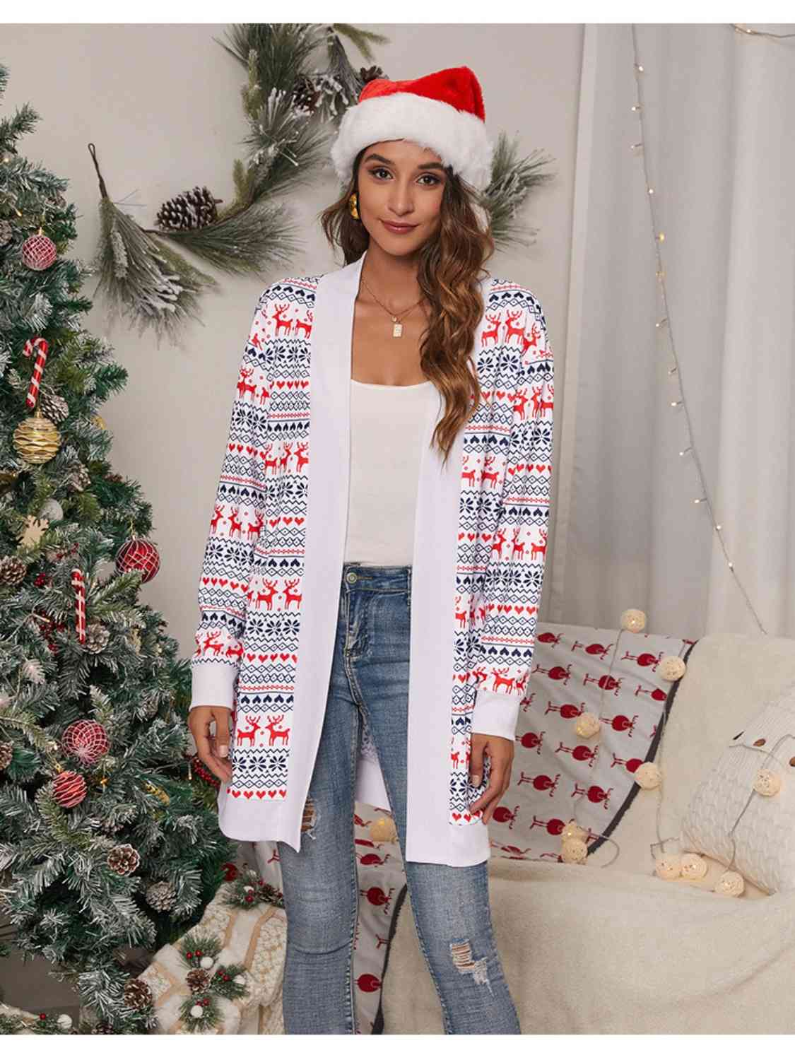 Christmas Open Front Cardigan - White / S - Women’s Clothing & Accessories - Shirts & Tops - 8 - 2024