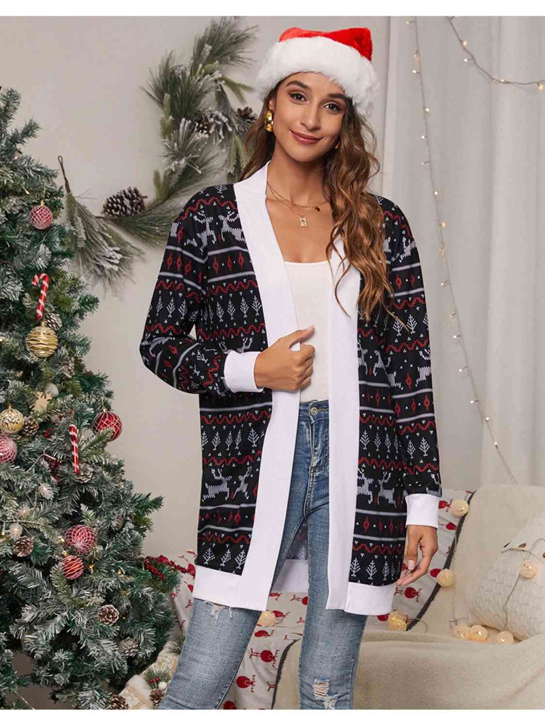 Christmas Open Front Cardigan - Black / S - Women’s Clothing & Accessories - Shirts & Tops - 11 - 2024