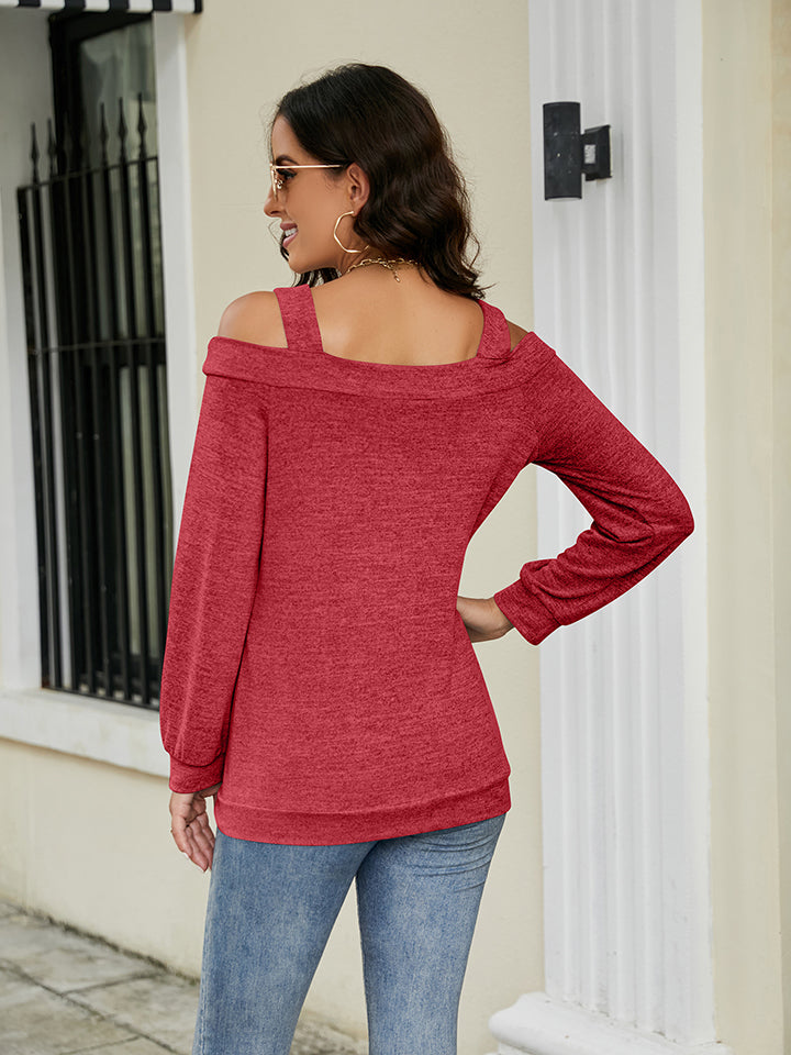 Cold Shoulder Cutout Square Neck Blouse - Women’s Clothing & Accessories - Shirts & Tops - 9 - 2024
