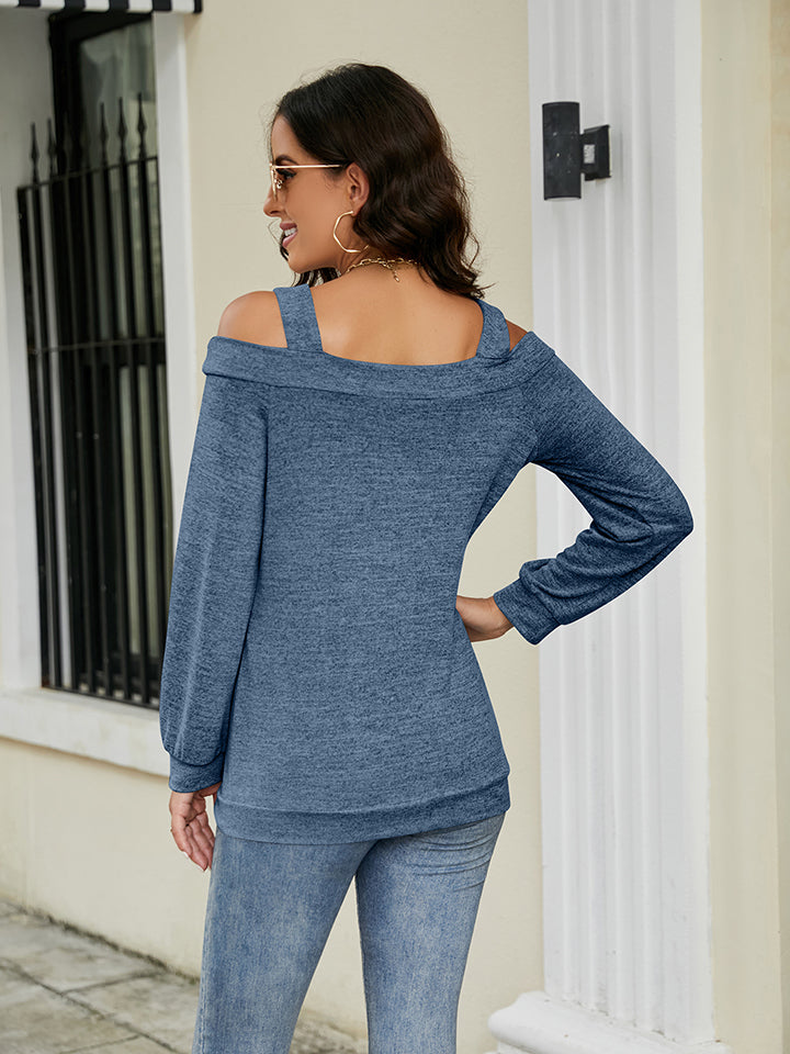 Cold Shoulder Cutout Square Neck Blouse - Women’s Clothing & Accessories - Shirts & Tops - 6 - 2024