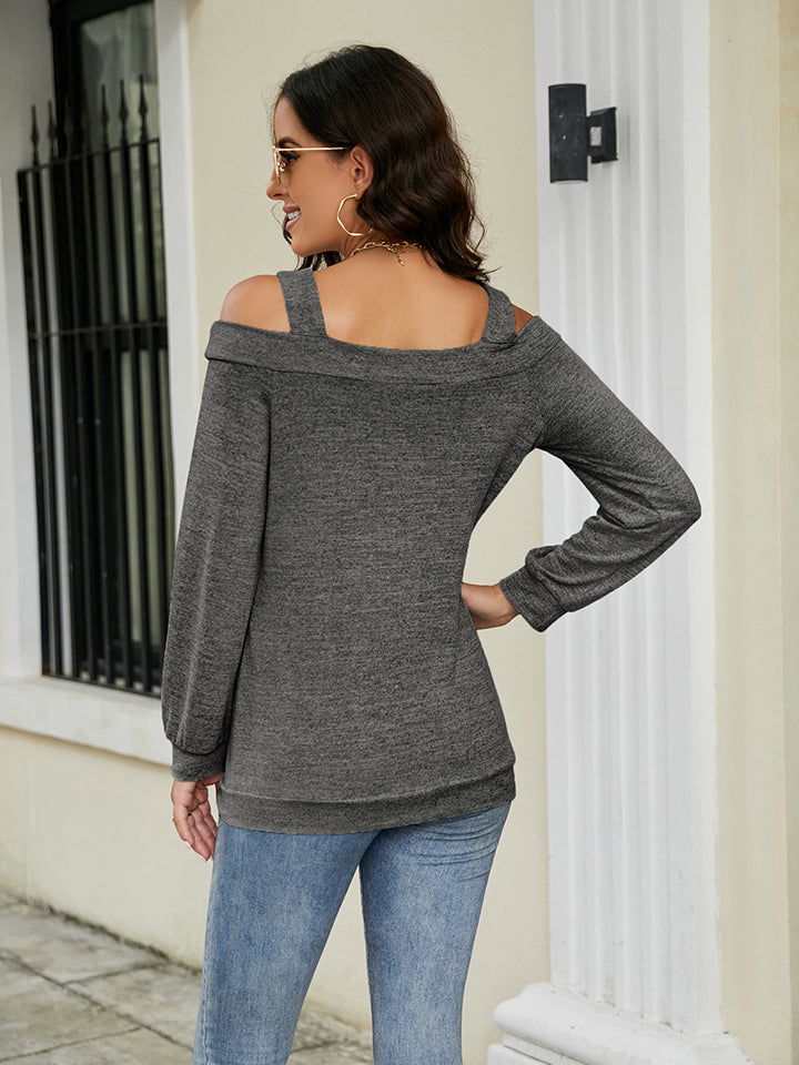 Cold Shoulder Cutout Square Neck Blouse - Women’s Clothing & Accessories - Shirts & Tops - 9 - 2024