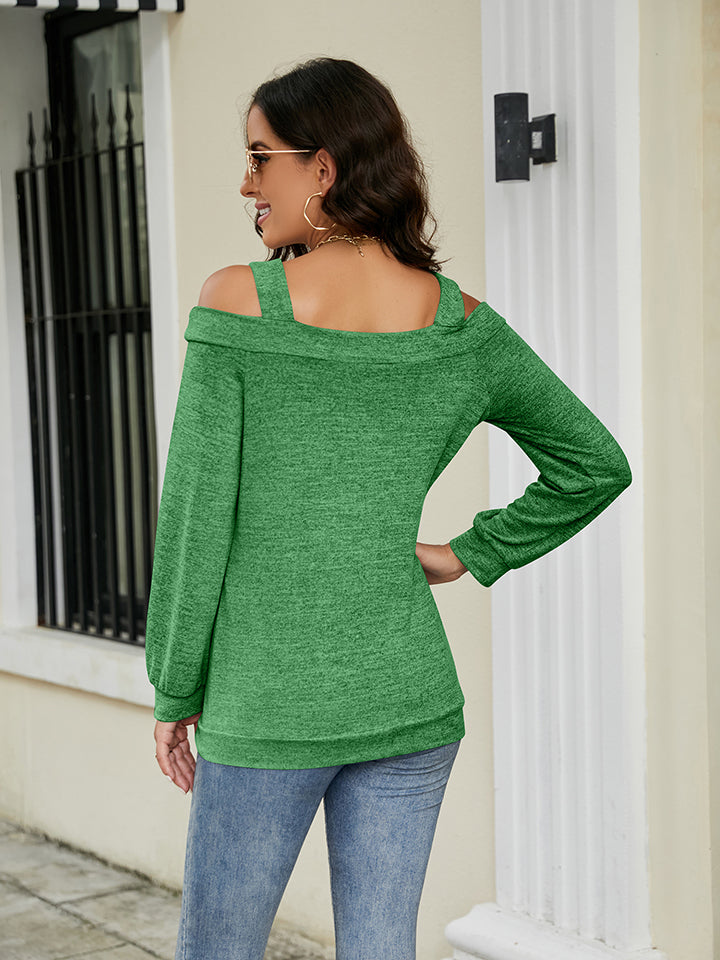 Cold Shoulder Cutout Square Neck Blouse - Women’s Clothing & Accessories - Shirts & Tops - 2 - 2024