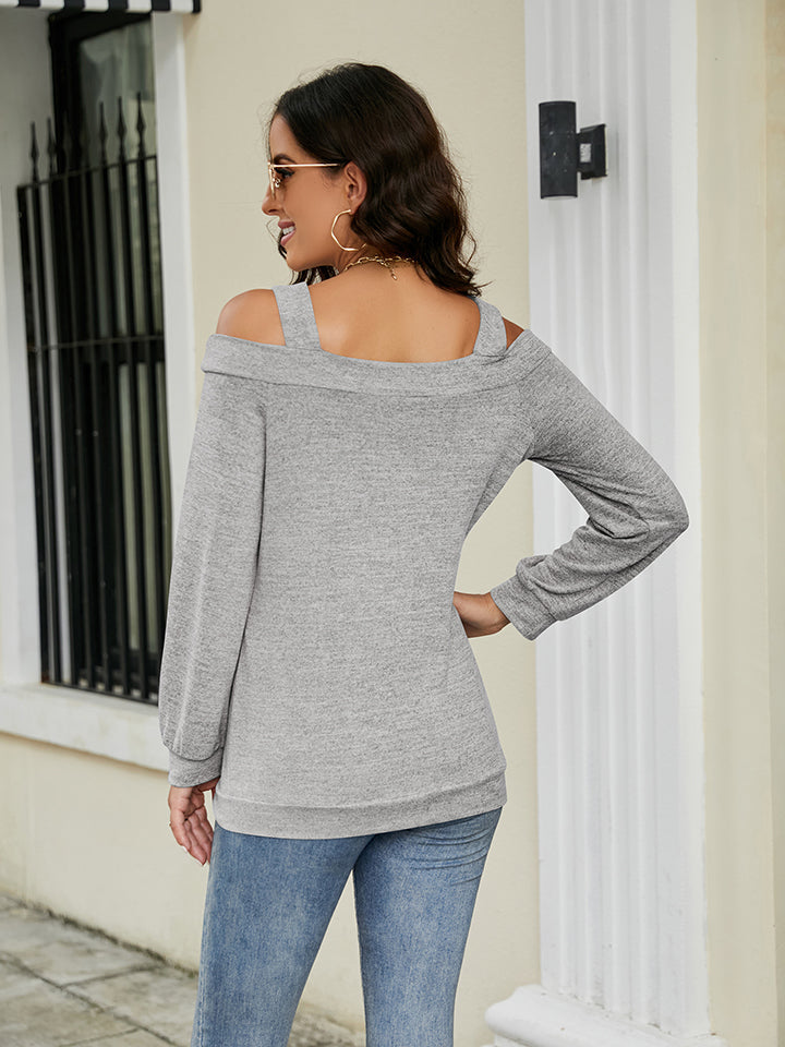 Cold Shoulder Cutout Square Neck Blouse - Women’s Clothing & Accessories - Shirts & Tops - 2 - 2024